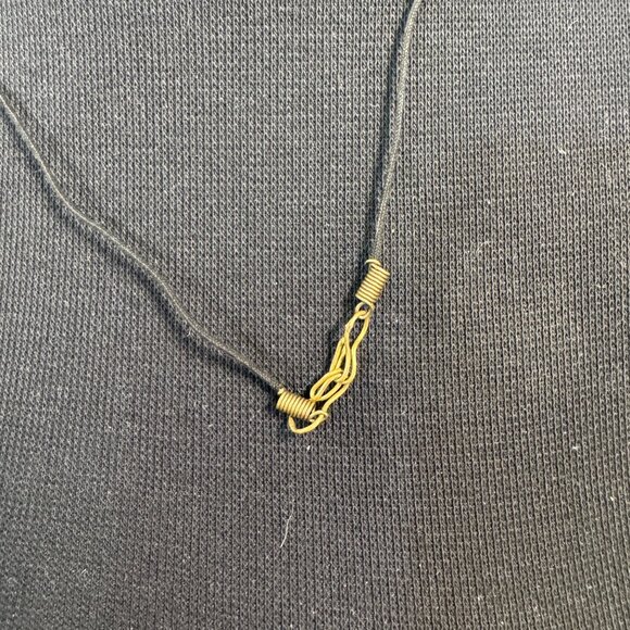 Handcrafted Bohemian Necklace With Gold & Red Beads On Black Cord - Picture 3 of 3